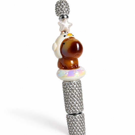 Capybara in UFO custom rhinestone pen