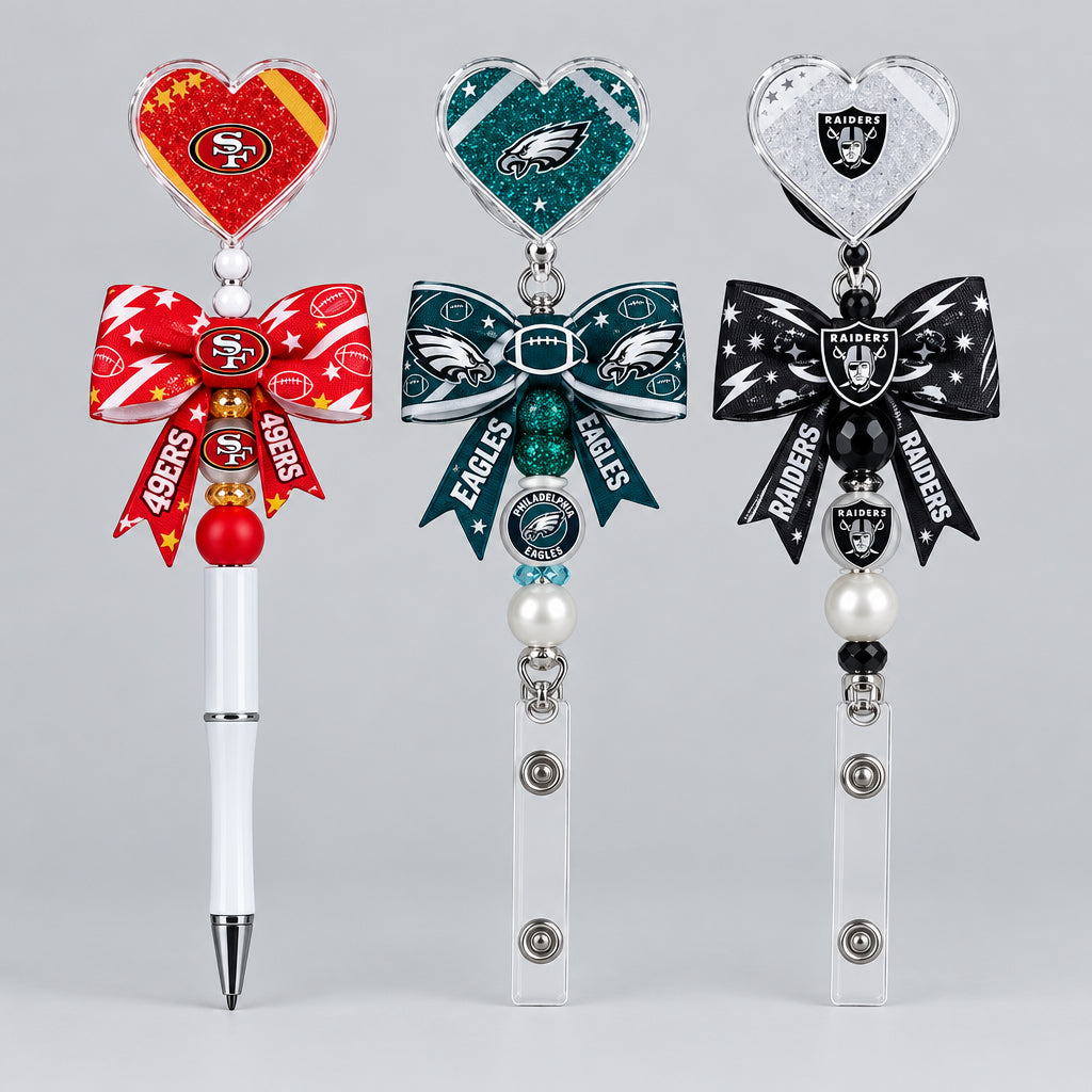 NFL Custom Pen or ID Badge clip with silicone bow