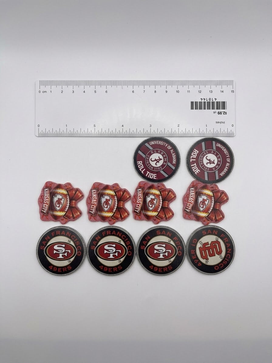 Baseball and football flat back acrylics  _magnets _ key chains _ badge real clips