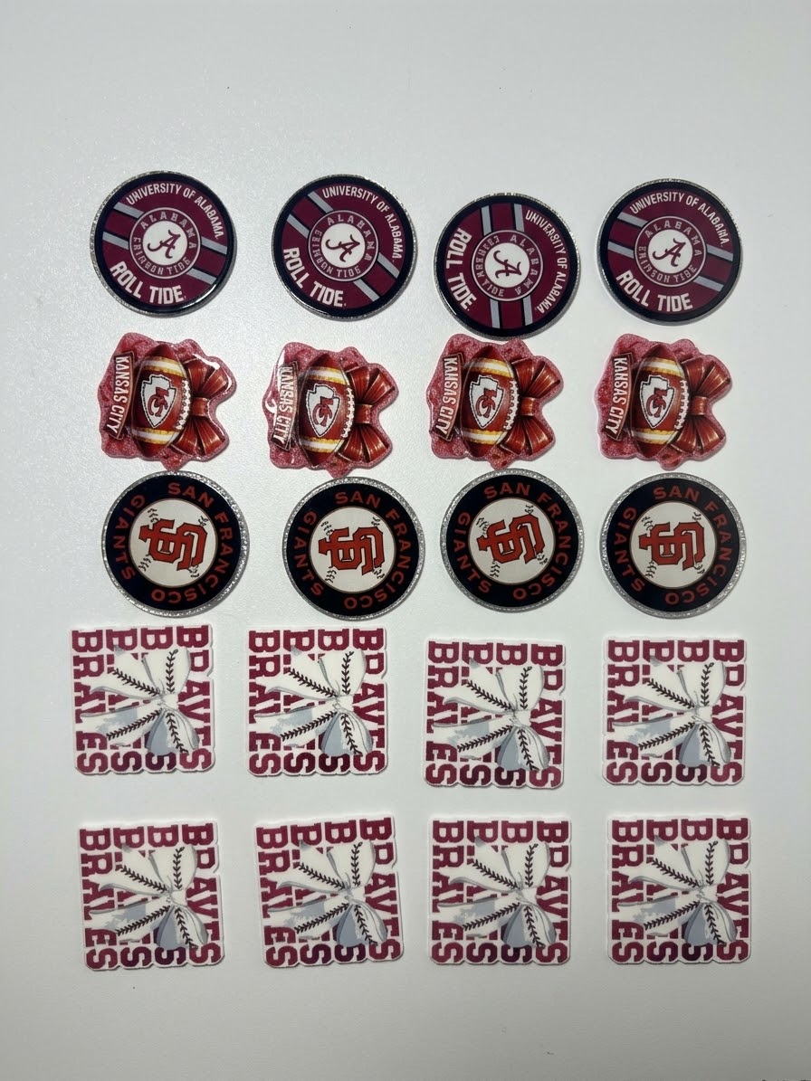 Baseball and football flat back acrylics  _magnets _ key chains _ badge real clips