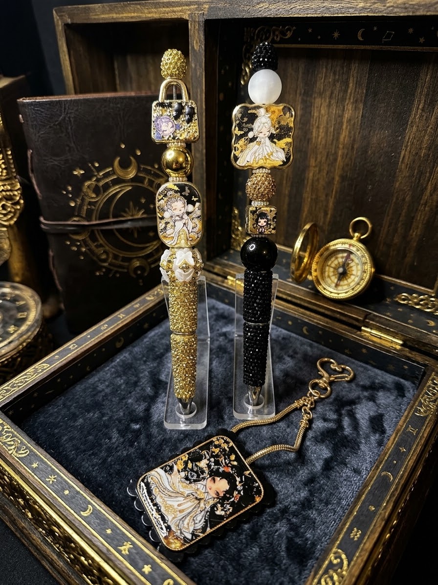 Skull Panda custom pen and keychain set