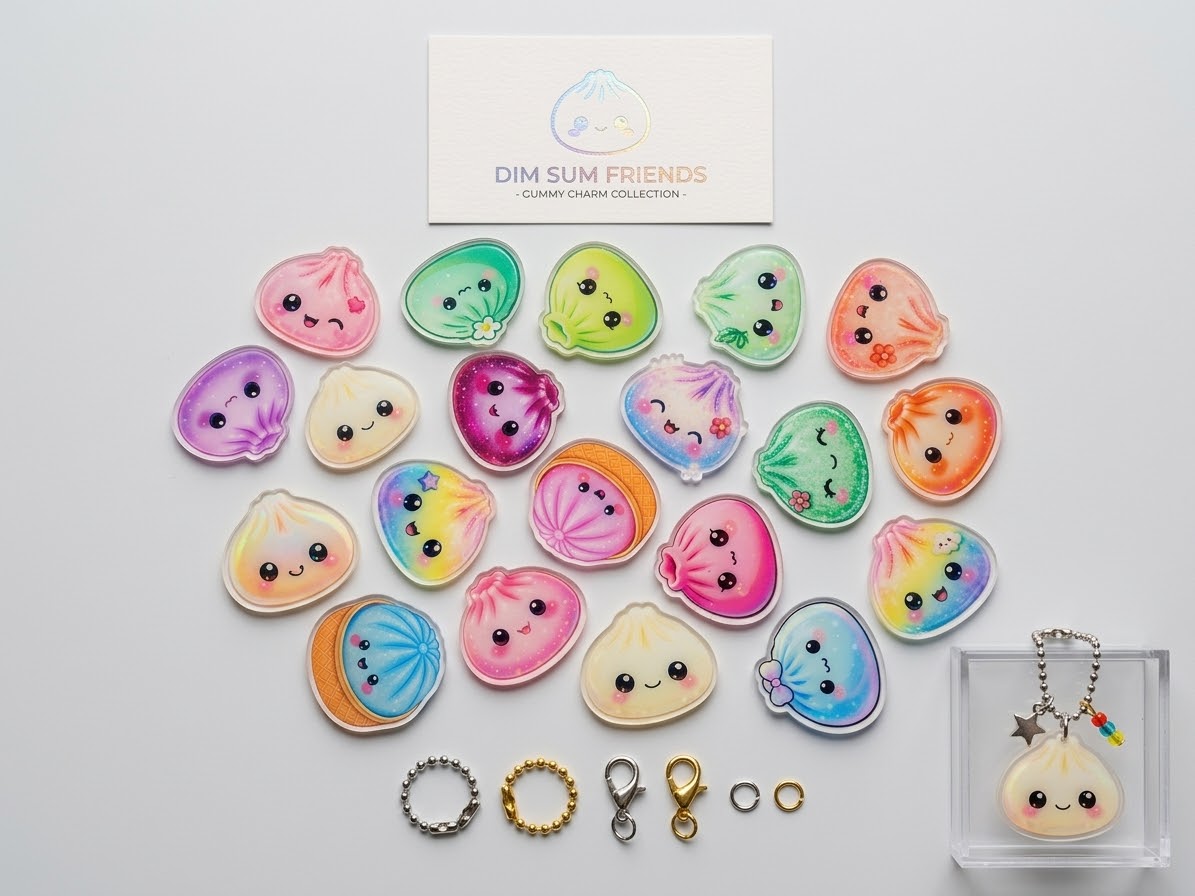 Dumpling flat back acrylics  _magnets _ key chains _ badge real clips