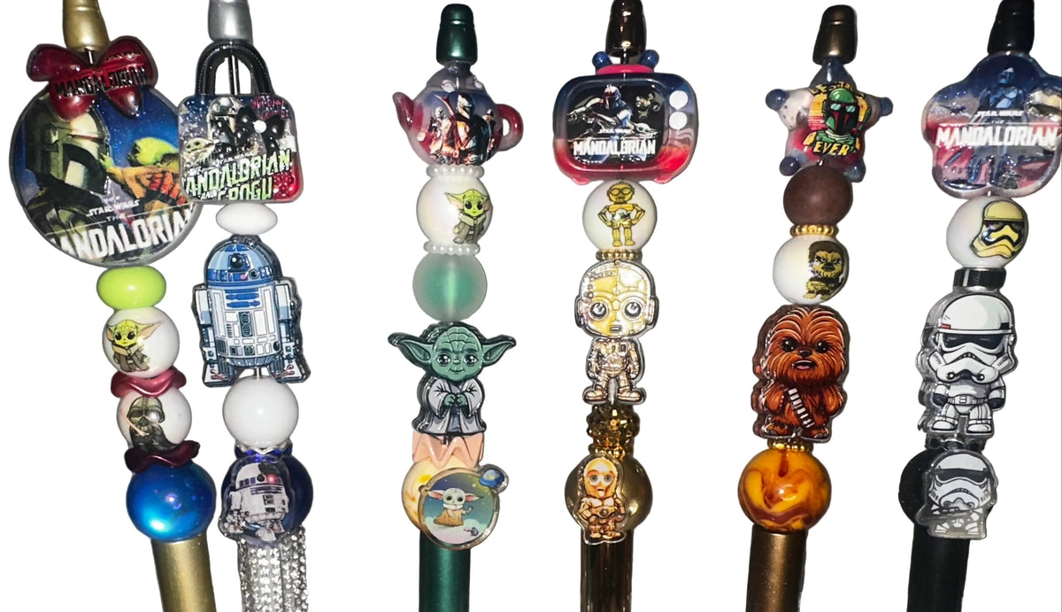 Star Wars Mandalorian Themed Pens & Matching Wristlet Sets