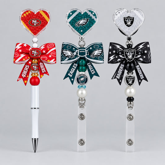 NFL Custom Pen or ID Badge clip with silicone bow