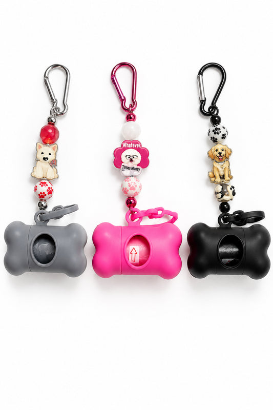 Custom Beaded Doggie Poop Bag Holder