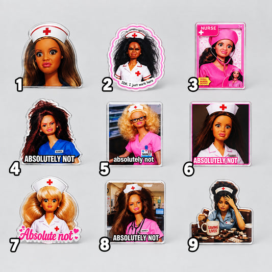Funny Barbie Nurse RN ID Badges