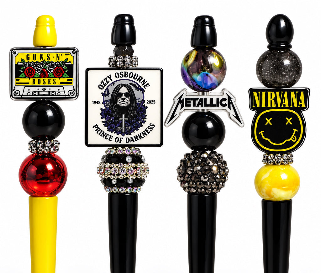 Rock band pens-Rolling stones, Ozzy, nirvana, Guns and Roses and more