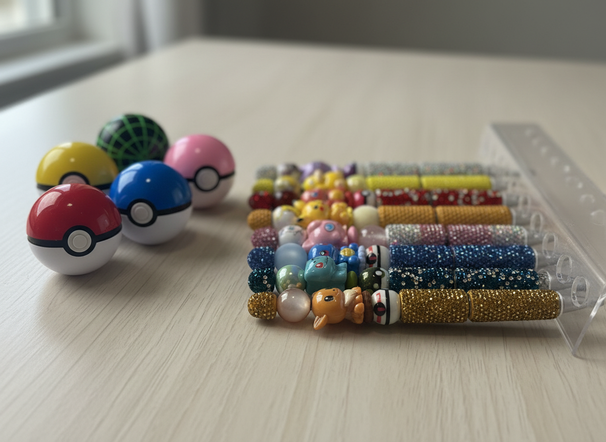 Pokémon Rhinestone Beaded Pen with 3D Focal